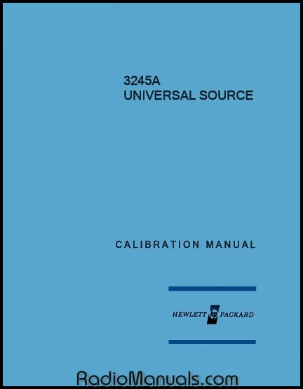 HP 3245A Calibration Manual HP 3245A Calibration Manual